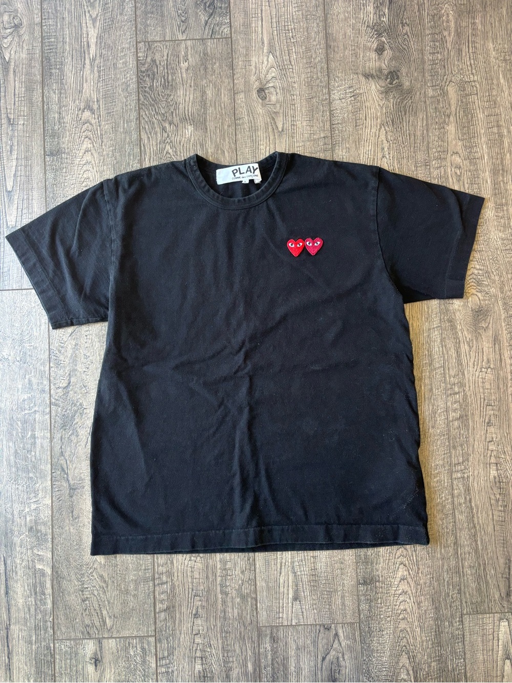 Comme des Garcons PLAY Black Tee with Red Heart Patch